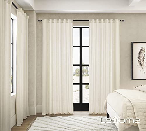 Lehome Linen Cotton Curtains Panels Semi Sheer, Window Treatments Drapes, Neutral Light Filtering Privacy Added Curtains For Bedroom/Living Room/Farmhouse Decor (2 Pack, 52" X 84", Natural) #TOP5