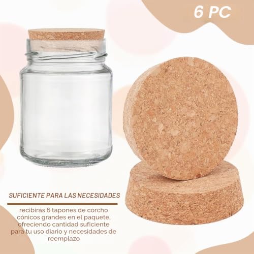 Miniatura 4 de Benecreat 6 Tapones De Corcho Para Botellas, Tapones De Corcho Cónicos, 8 Cm De Diámetro, Beige, Redondo, Ideal Para Vinos, Botellas Decorativas, Manualidades