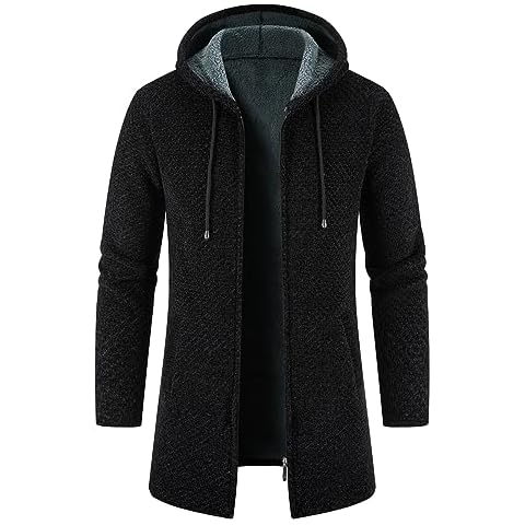 KUDORO Men's Fleece Lined Hooded Cardigan Cover