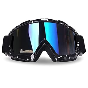 Motorcycle Goggles Dirt Bike Goggles Windproof ATV Dustproof Racing GogglesScratch Resistant Ski Goggles Protective Safety Glasses PU Resin (Black frame+Color lens)