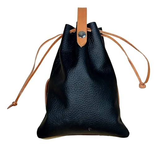 Hulara Genuine Cowhide Leather Drawstring Shell Pouch Shotgun Ammo Storage Rifle Ammunition Shell Bag Cartridge Holder for Shotgun Shells