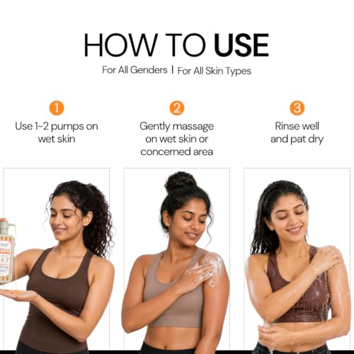 Image of Detan Brightening Body Wash with 8.25% Active Blend | Kojic Acid, Niacinamide, Alpha Arbutin, Salicylic Acid & Charcoal | Tan Removal, Skin Brightening, Dark Spot, Underarm & Body Pigmentation Wash for Women, Men, Boys, Girls & Teens | Sulphate Free | 400ml