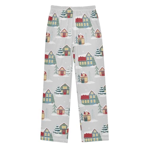 Boys' Pants Cute Christmas House Long Bottoms Jogger Pants Elastic Waist Trousers with Pockets S-XL