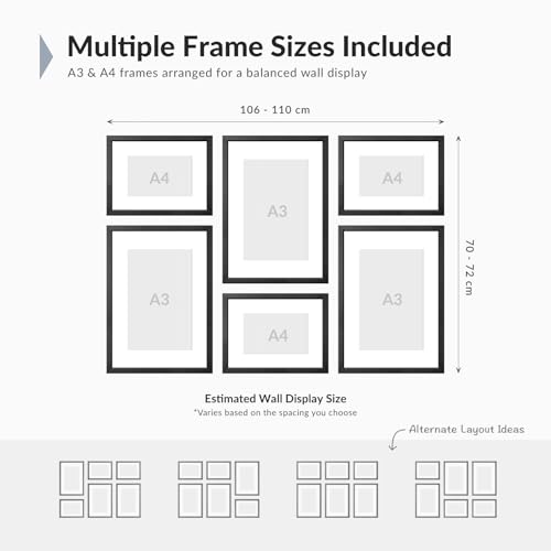 Image of Custom Personalized Photo Collage Framed Wall Art Painting Frames Set | Family Picture Frame Wall Decor Artwork for Living Room Bedroom | A3 + A4 Frame Combo Gallery Style | Personalized Home Decor Gift