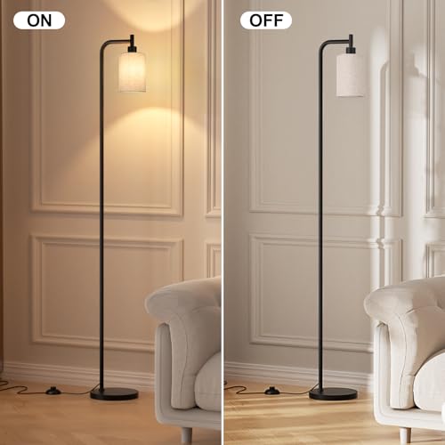 Image of Ziisee Floor Lamps for Living Room - Tall Standing Lamp with Linen Shade, Floor Lamp with LED Bulbs, Modern Floor Lamps for Bedroom Office Corner