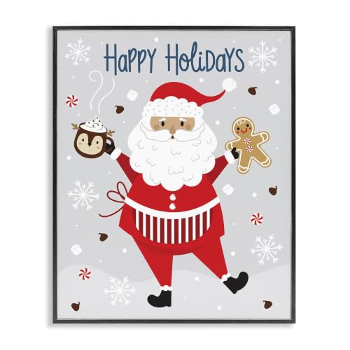 Santa with Cocoa Cookie Holiday, 11 x 14 Inch Framed Giclée Print