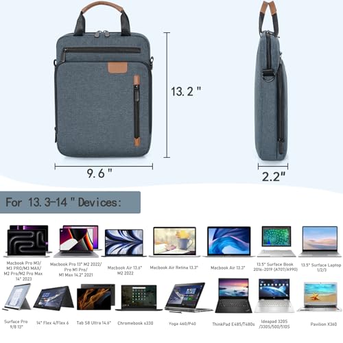 Image of 13.3-14 Inch Laptop Sleeve Bag, Padded Carrying Case for MacBook Pro M3 /M2 14 inch /13 inch, MacBook Air 13.6 inch M3 /M2 2024 /2022, Surface Pro AI PC /9 /8 13 inch,Protective Bag with Accessory Pocket, Blue