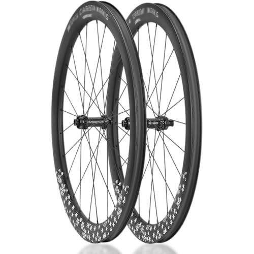 700C Racefiets Wielset Carbon Fiber Velgen 50Mm Hoogte Center Lock Schijfrem Thru As 24G Naaf Voor 8-12 Speed Cassette