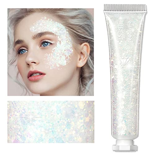 Body Glitter Gel, Eye Face Glitter Makeup Sequins Liquid Nail Glitter Eyeshadow, Cosmetic Laser Powder For Christmas Party Rave Accessories Chunky Glitter Gel For Lip Hair Makeup #TOP7
