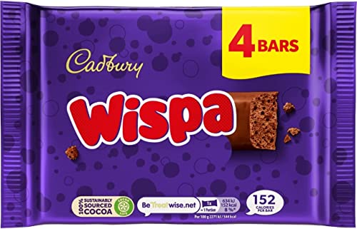 Cadbury Wispa Chocolate Bar Smooth & Creamy Aerated Milk Chocolate 4 x 27.9 g (Pack of 1)