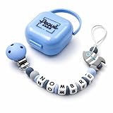 PEQUEANDO - Clip para Chupete Chupetero Personalizado de Silicona Sujeta Chupetes con Diseño de Una Sola Pieza para Bebés Niños y Niñas Regalo Nacimiento Bebé (Color Azul) (Pack Portachupete Azul)