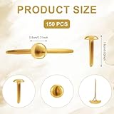 150pcs Paper Fasteners, Split Pins Mini Brad Round Fastener Small Paper Clips for Paper Crafts Round Fasteners Scrapbooks Brass Fasteners for Kids Crafting Cards Photo Walls (Gold) - Image 2