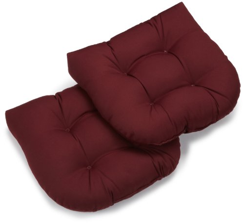 Blazing Needles Twill 19-Inch by 19-Inch by 5-Inch U-Shaped Cushions, Burgundy, Set of 2
