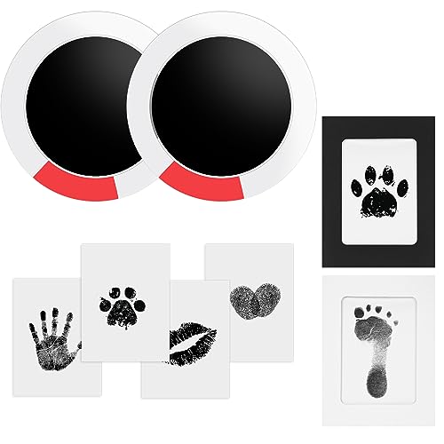 KATREU Baby Handabdruck Fußabdruck Set mit Fotorahmen, Pfotenabdruck Set Hund/Katze, Waschfreie, Kein Hautkontakt mit Tinte, Geeignet für Neugeborene/Babybäder/Haustiere Jahrestag Geschenk