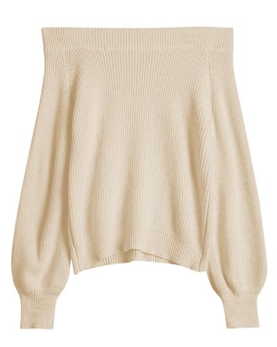 ZAFUL Sweaters for Women Off Shoulder Knit Sweater with Long Slee...