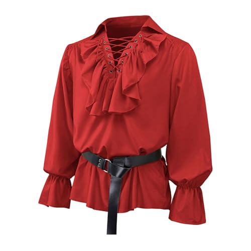 Chemise médiévale pour homme style gothique à col montant et lacets noirs