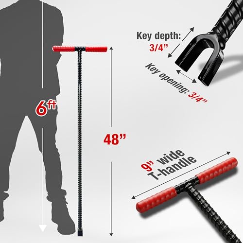 Image of HOMESTEAD 48-Inch Water Meter Key with wide T handle, Comfortable Grip and U-shaped Head
