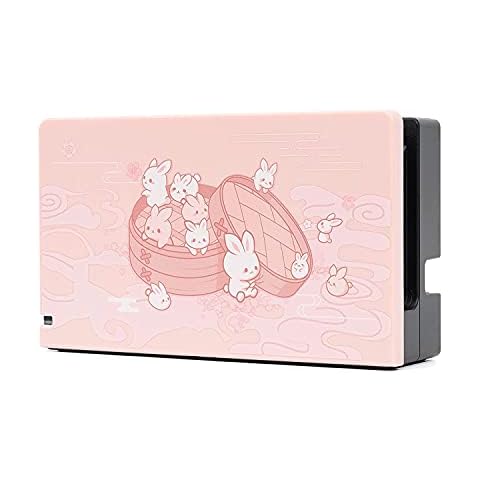 GeekShare Anti Scratch Switch Dock Cover - Hard Faceplate Sleeve Pad für Switch Dock - DIY Ersatzschale, kompatibel mit Nintendo Switch Dock (Steamed Bun Rabbit) Cover