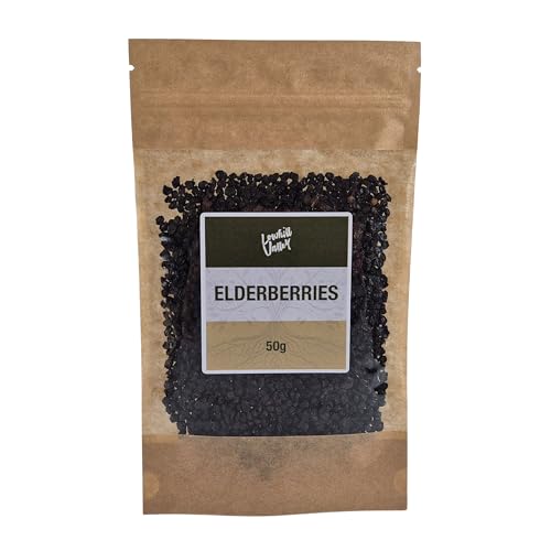 Lowhill Valley Elderberries Whole Dried Sambucus Nigra Berries for Immune Support Respiratory and Digestive Aid - Deep Fruity Flavour - 100% Natural Loose Herbal Tea - 50g