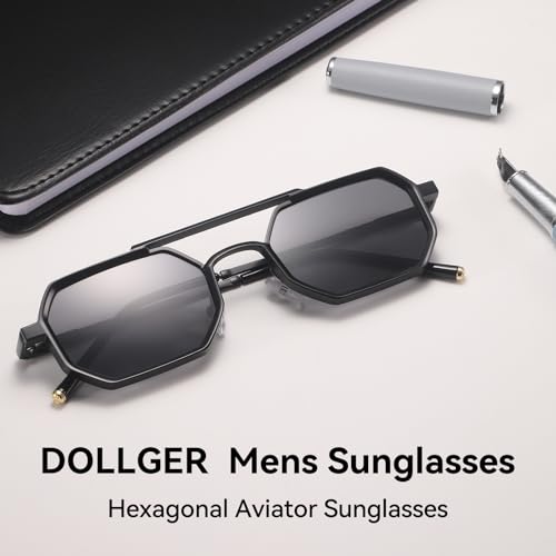Dollger Sunglasses Mens Square Aviator Spring Hinges Metal Frame Sun Glasses Comfort Punk Shades Men2