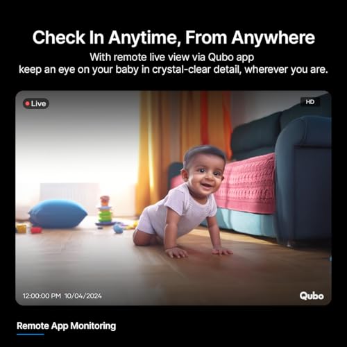 Image of Qubo Smart 360 3MP [2K] Baby Monitor Camera | Wi-Fi Indoor CCTV for Baby Room | AI Person Detection | Automatic Alarm | App Alerts | NightPulse Vision | SD & Cloud Storage | Made in India