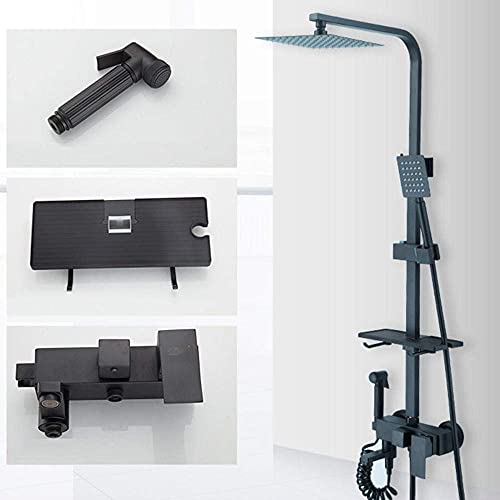 Ensemble de douche noir anti-calcaire avec mitigeur stable et précis