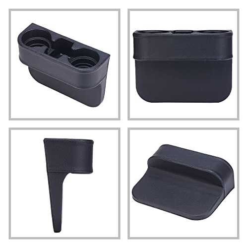 Image of Black Multifunctional Car Cup Holder Car Seat Organizer Gap Filler Bottle Phone Storage Organizer, Black Stitching