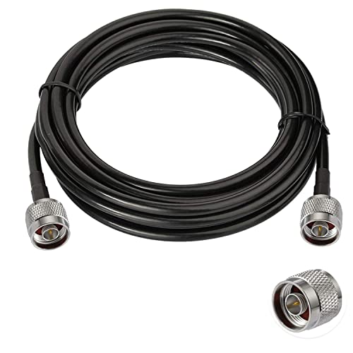 Vecys N to N Male Jumper N to N Male Low Loss Coaxial Cable RG58 16.4FT/5M for 3G 4G 5G LTE Antenna Ham Radio GPS WiFi