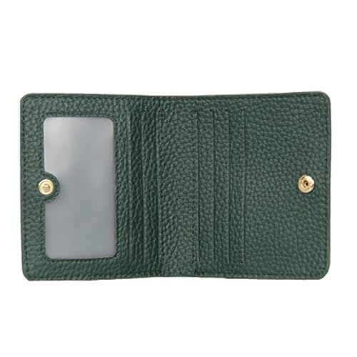 Womens wallet Genuine Leather Small Wallet for Women - Cowhide Cherry Short Wallet with Multi-card Slots(Green)3