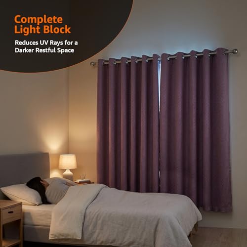 Image of Amazon Basics - Room Darkening Blackout Door Curtains, 100% Room Darkening | 5 Feet |Set of 2| Embossed | Self Deisgn |for Living Room and Bedroom | 115cmx 150cm, Color- Wine