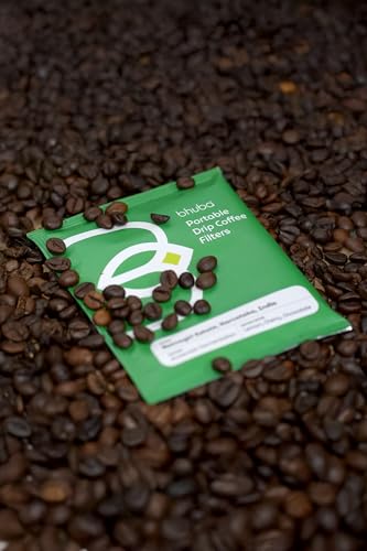 Image of bhuba Premium Portable Pour Over Drip Coffee Filters 120g | 100% Arabica Speciality Coffee Beans | Medium Roast | Tasting Notes - Lemon, Cherry and Chocolate (Pack of 10, 12g Each)