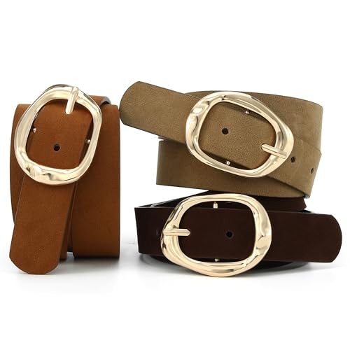 Image of Earnda Women Leather Belt for Jeans Dresses Fashion Buckle Waist Belts
