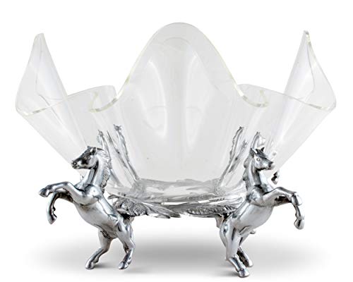 Arthur Court Designs Aluminum Metal Horse Stand With Acrylic Serving Bowl Diameter: 11 Inch Tall: 9 Inch #TOP1