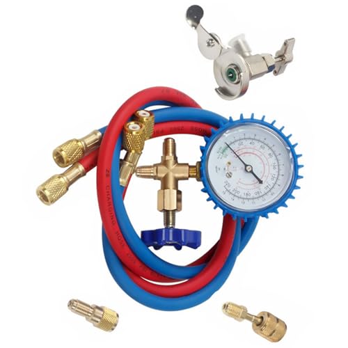 Abaodam Car Air Conditioner Refrigerant Pressure Gauge Manifold Gauge Set with Silicone Hoses for Automotive Ac Repair and Refrigeration System Maintenance Random Color