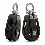 RiaYer 50mm Heavy-Duty Single Swivel Sailing Block with Ball Bearings, T316 Stainless Steel & PA66 Nylon...