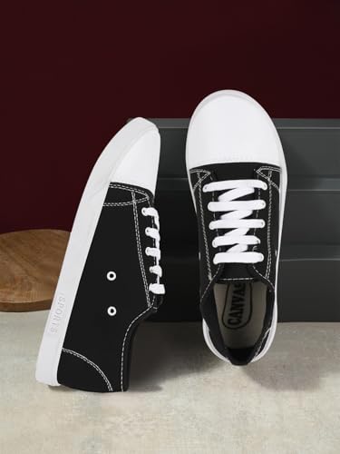 Image of Lightweight Breathable Sneakers for Men - All-Day ComfortTennis Canvas Black