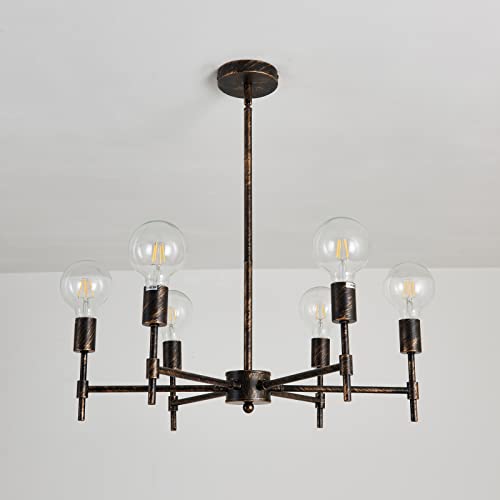 Asgyisa 6-Light Bronze Sputnik Chandelier Industrial Modern Matte Semi Flush Mount Ceiling Light Fixture Hanging Pendant Lights For Farmhouse Kitchen Bedroom Dining Room Living Room ，E26 Base #TOP1