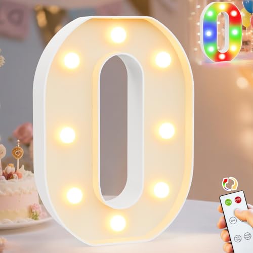 Image of LED Light Up Letters, Warm White and Colorful Lighted Marquee Letters with Remote, Lighted Letter for Party Birthday Decorations, Gift for Girls Boys Night Light, Wedding Home Decor, Letter O