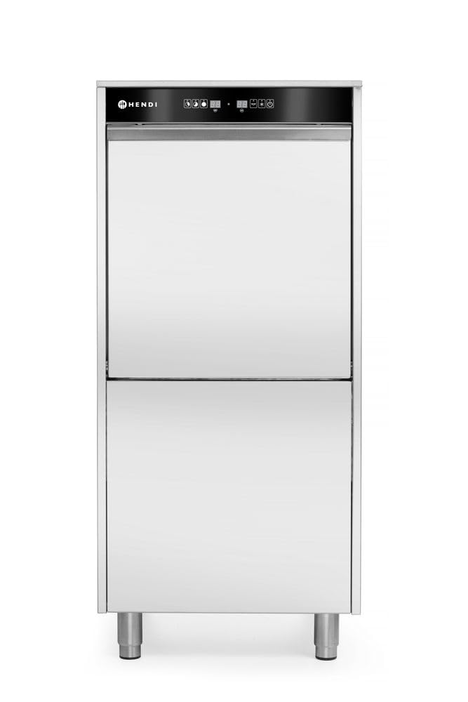 HENDI Lavastoviglie 50x60, per Vassoi e Pentole, Digitale, con Sistema di Dosaggio Del Detersivo e Pompa di Scarico, 400 V, 7100 W, 595x730xH1340 mm