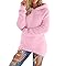Fuzzy Sweater for Women Mid-Length Long Sleeve Sherpa Hoodies Plus Size Soft Plush Sweatshirt Tunic Warm Winter Clothes Light Pink