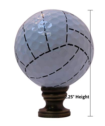 Image of Volleyball Lamp Finial, White with Black Stripes, 2.25 inchh