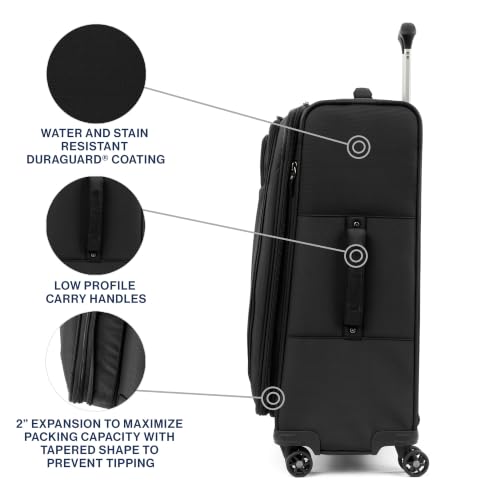 Travelpro Tourlite Softside 25" Expandable Luggage with 4 Spinner Wheels, Lightweight Suitcase, Checked Medium, Black - image 4