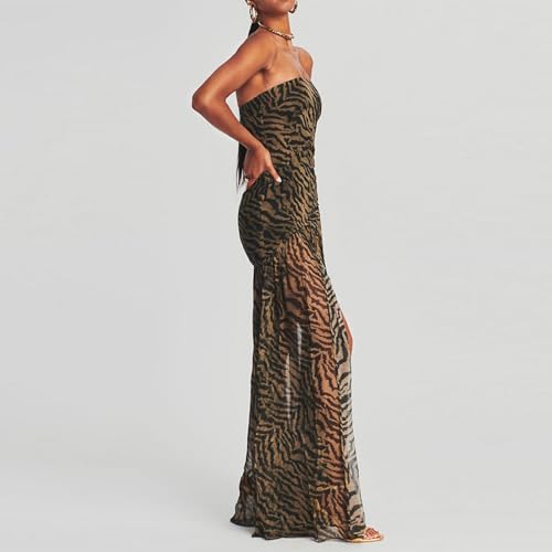 Women's Tube Top Dress Sexy High Slit Strapless Maxi Dress Flowy Sheer Mesh Patchwork Outfit Cocktail Party Clubwear3