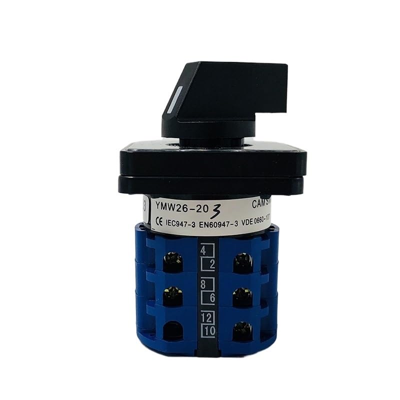 20/3 Rotary Switch 6 Position 690V 20A 3 Poles Universal Changeover Cam Main Switches Silver Circuit Control