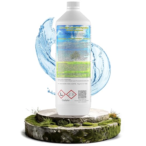 A.K.B. Algen & Grünbelagentferner Konzentrat 20-Fach - 1l für bis zu 300 m² - Hochwirksam gegen Grünbelag, Algen & Flechten - Steinreiniger intensiv Aussen, Fassadenreiniger & Terrassenreiniger