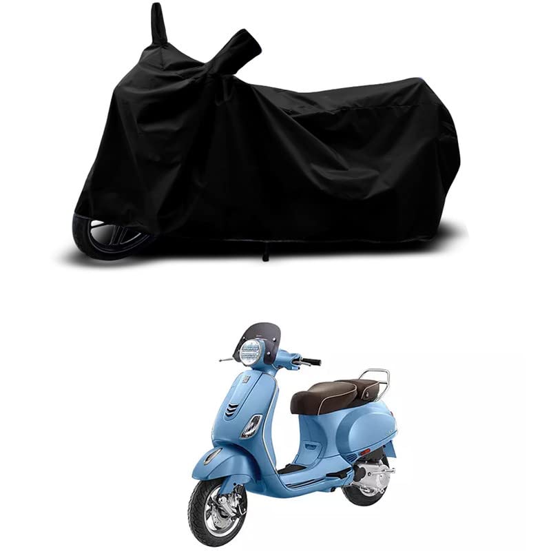 Image of 100% Scratchproof /UV-Rays /Heat Protection /Birds Dropping /Water Resistant /Dust Proof /Waterproof /Full Bike Scooty Two Wheeler Body Cover Compatible for Vespa Elegante 150 All Varients[Black]