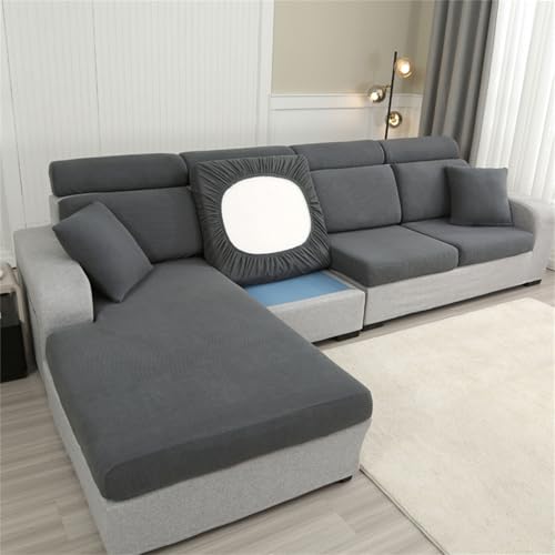 DOTBUY-SHOP Housse de Siège de Canapé Extensible,Jacquard Housse de Coussin de Siège de Canapé Housse Assise Canapé Doux Elastique Housses de Coussin de Canapé (Housse d'appuie-tête,Gris foncé)