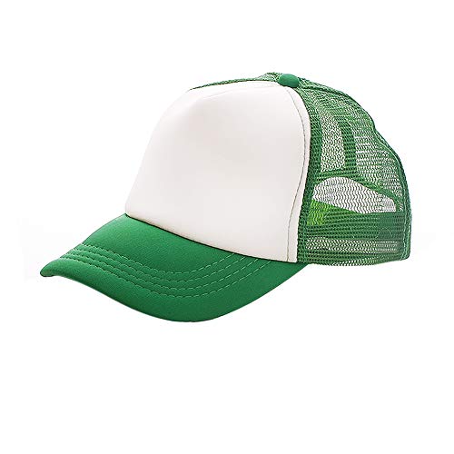 TOPTIE Kids 2 Tone Mesh Curved Bill Trucker Cap with Adjustable Snapback-Green White