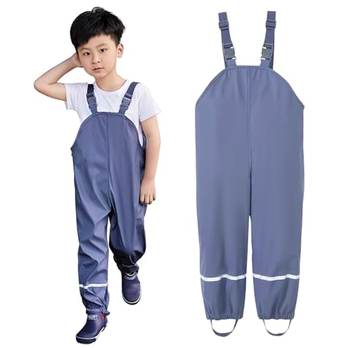 [Formemory] キッズお砂場着 PU防水オーバーオール 春夏用レインウェア サロペット ロングパンツ ズボン レインパンツ プレイウェア 幼稚園子供 小学生向け 透湿防水 防汚 アウトドア対応 レインスーツ 軽量設計 反射テープ付き