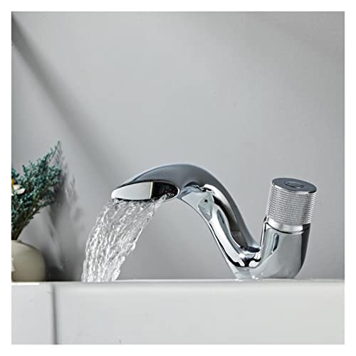 Robinet de Lavabo Design Unique à Bec Cascade Finition Or Satiné Durable